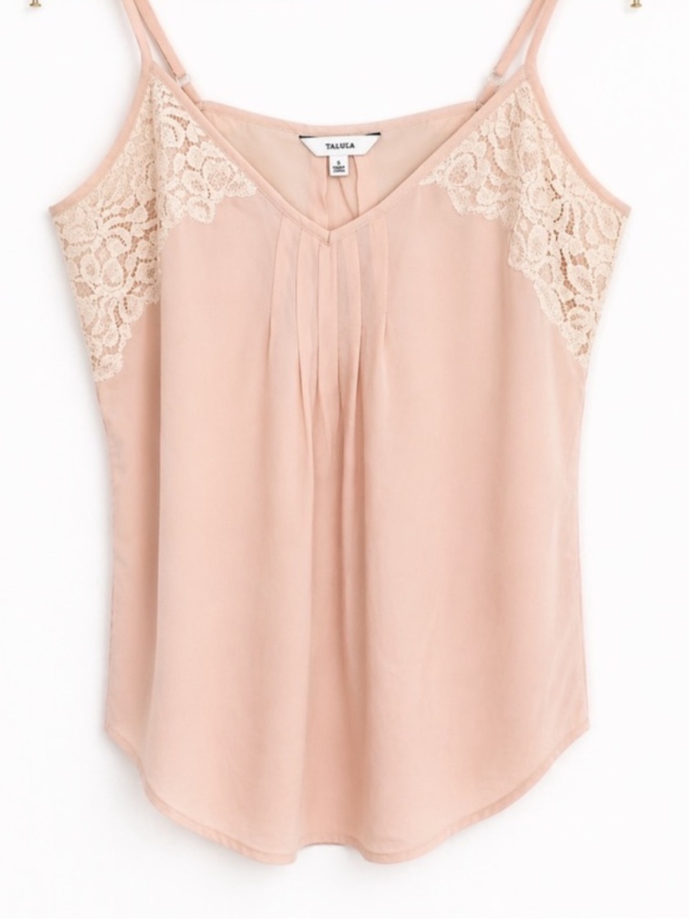 🎀 ARITZIA TALULA Vintage Inspired Cami Blush Pink Beige Lace Strap Top Sz Small